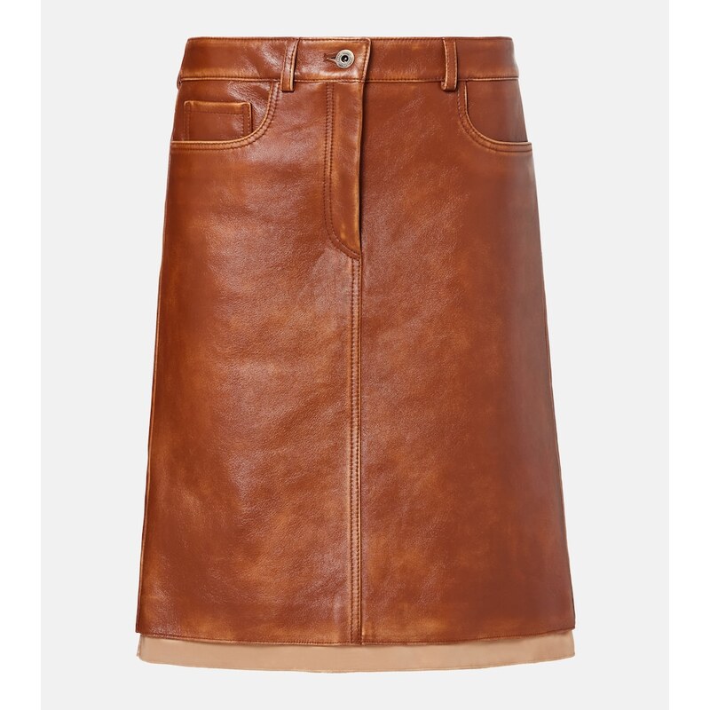 Miu Miu Leather midi skirt
