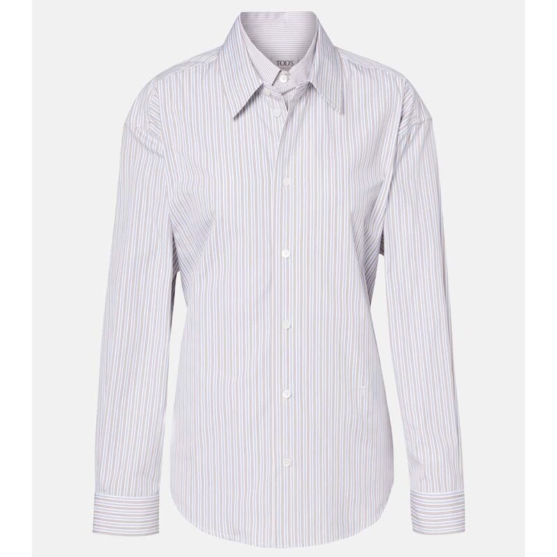Tods Belted striped cotton poplin shirt