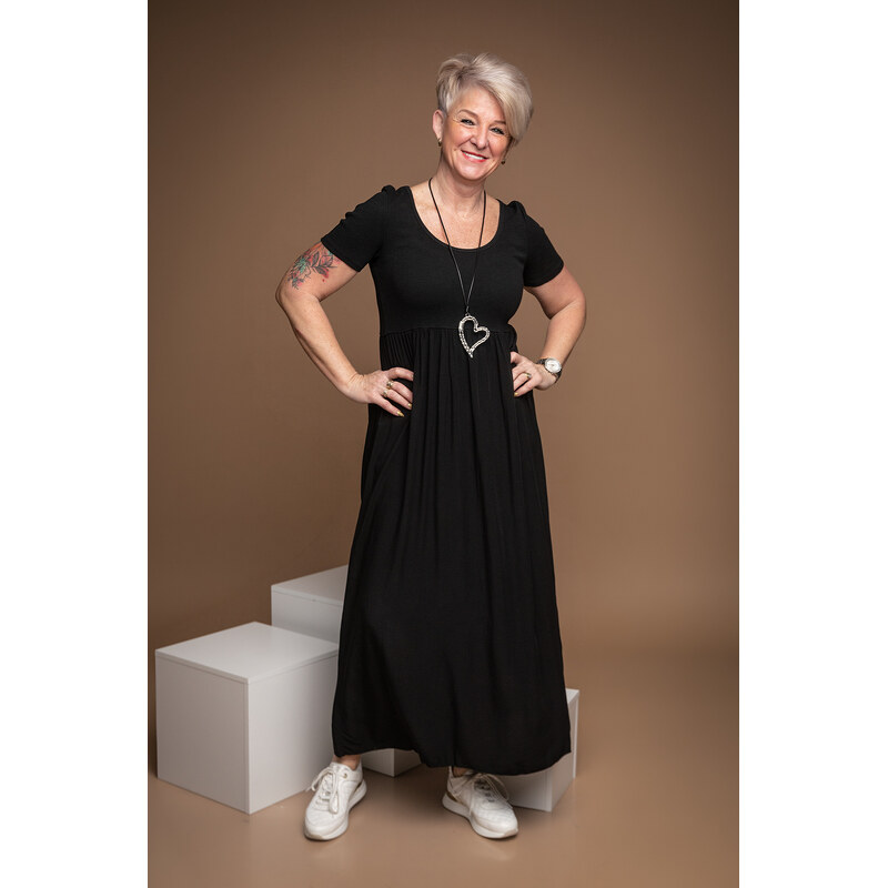Italy fashion Dlouhé šaty ROSA Barva: Černá, Velikost: UNI: M-XL