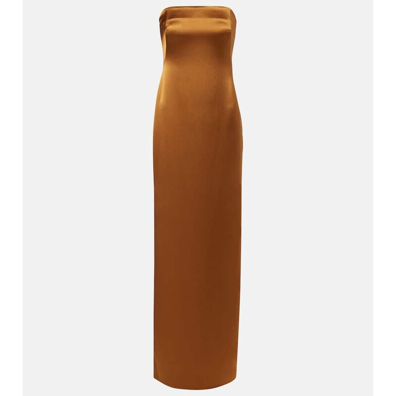Galvan Satin bustier Šaty v barvě hnědá