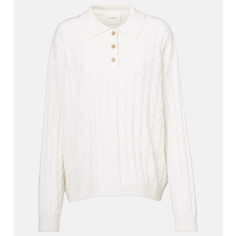 Lisa Yang Magnolie cable-knit cashmere polo sweater