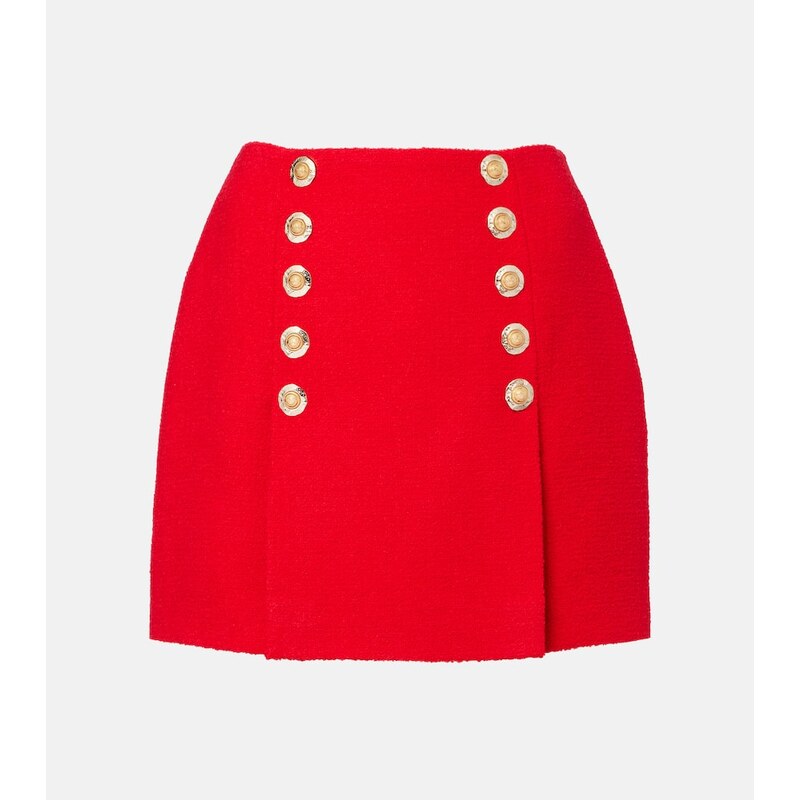 Balmain pleated miniskirt v červené barvě