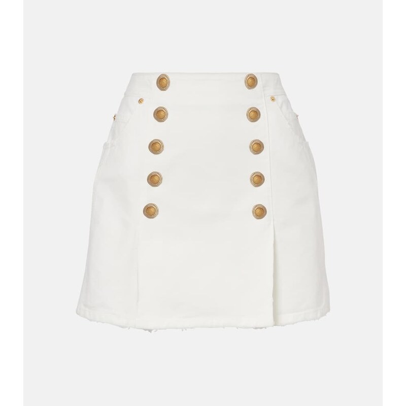 Balmain Pleated cotton canvas miniskirt