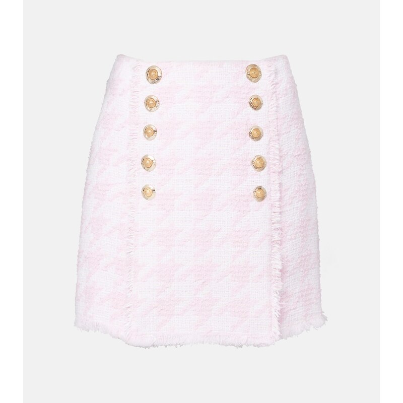Balmain Houndstooth cotton-blend miniskirt