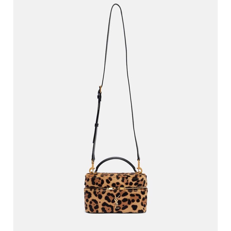 Saint Laurent Gaby leopard-print calf hair vanity bag