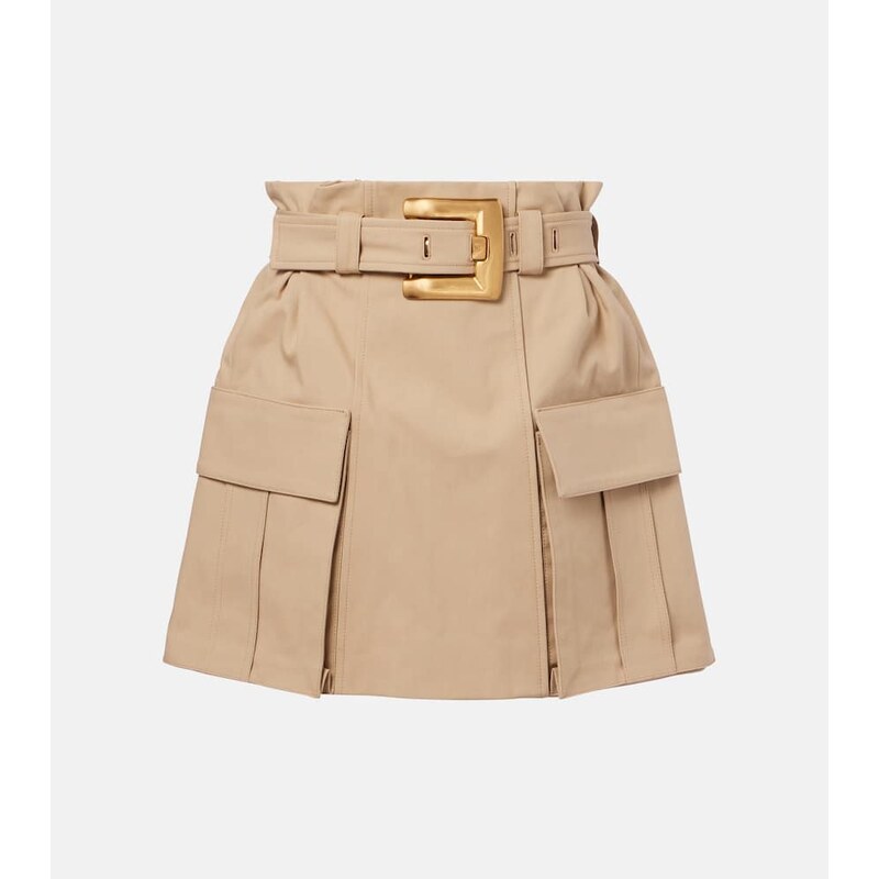 Balmain Belted cotton gabardine miniskirt