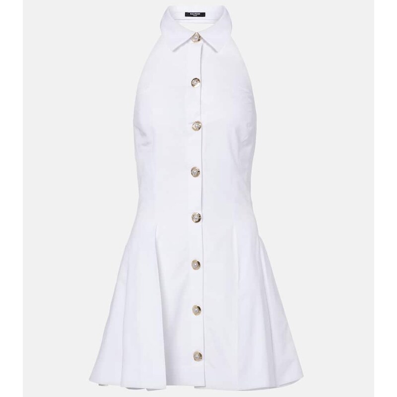 Balmain Halterneck cotton poplin minidress