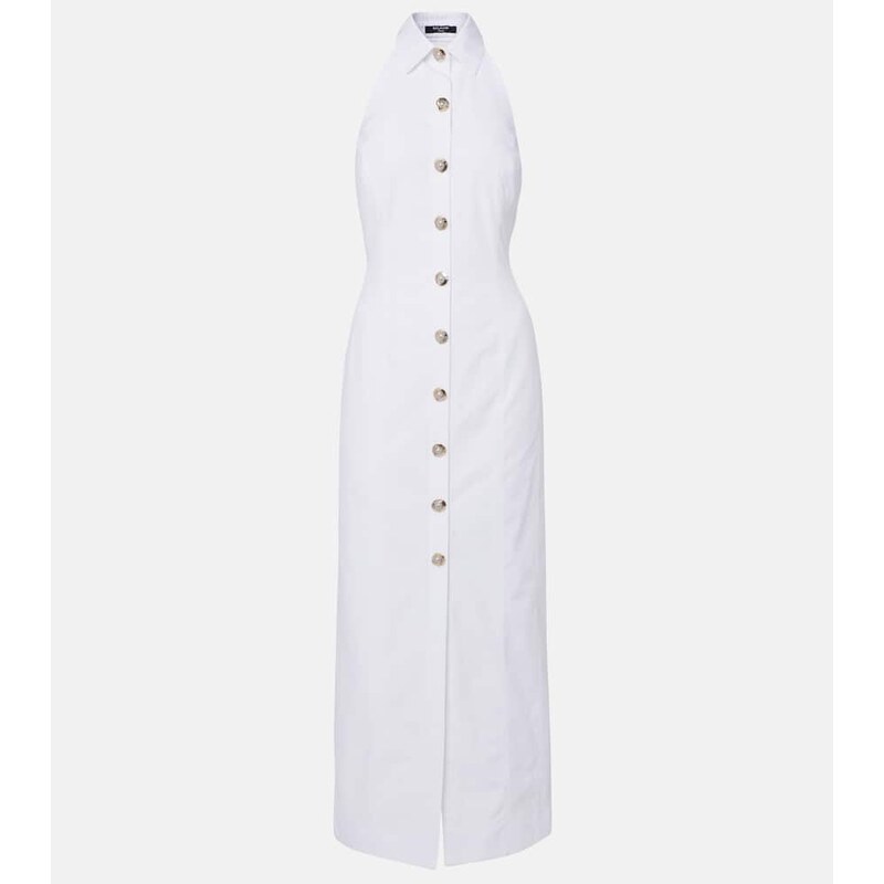 Balmain Open-back buttoned poplin shirt dress