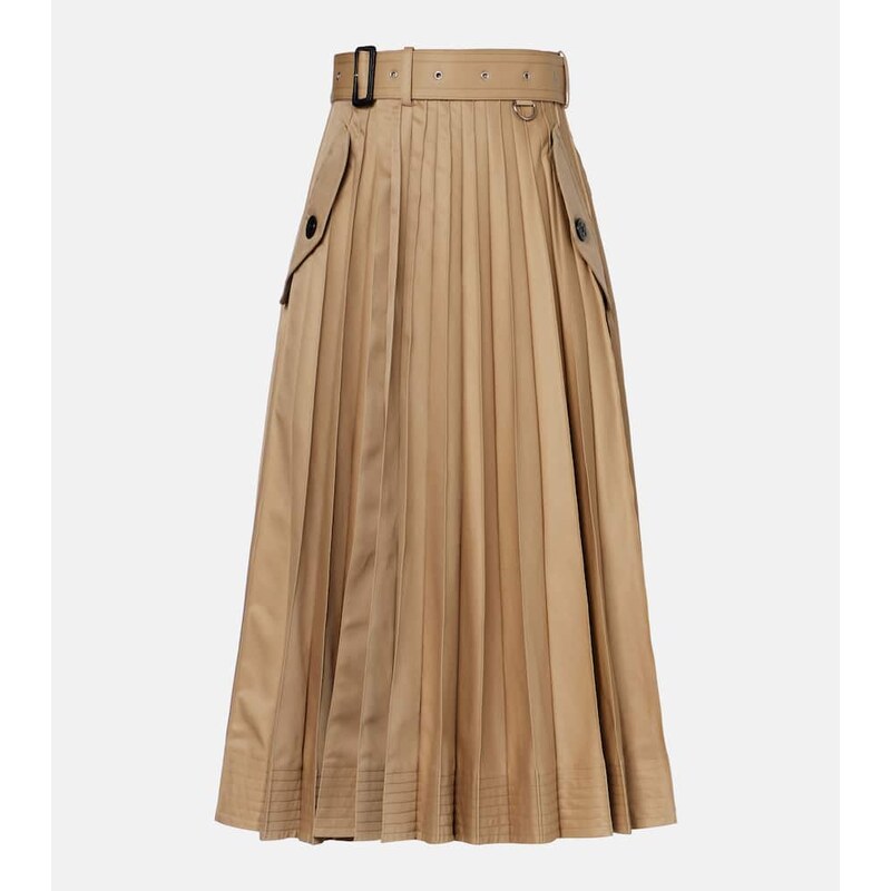 Sacai Cotton-blend gabardine midi skirt