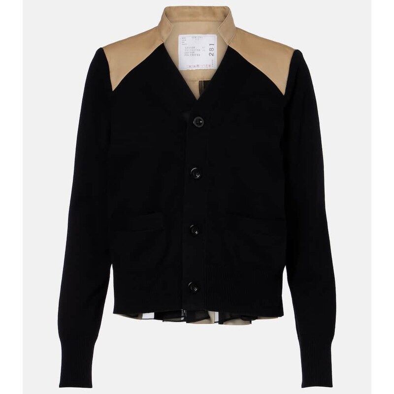 Sacai Cotton-blend gabardine cardigan