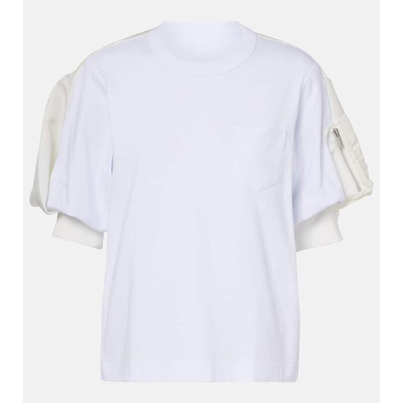 Sacai Cotton jersey and twill T-shirt