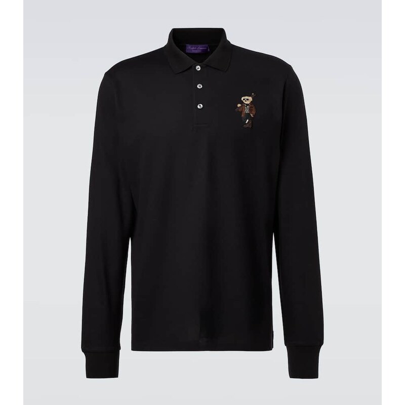 Ralph Lauren Purple Label Embroidered cotton and cashmere polo