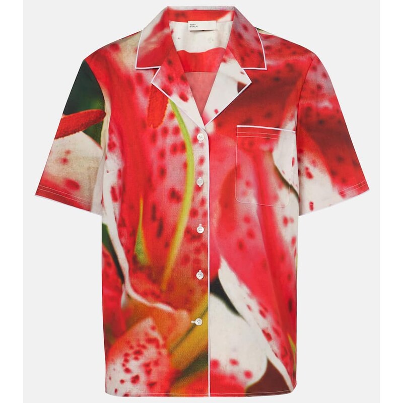Tory Burch Printed cotton-blend twill shirt