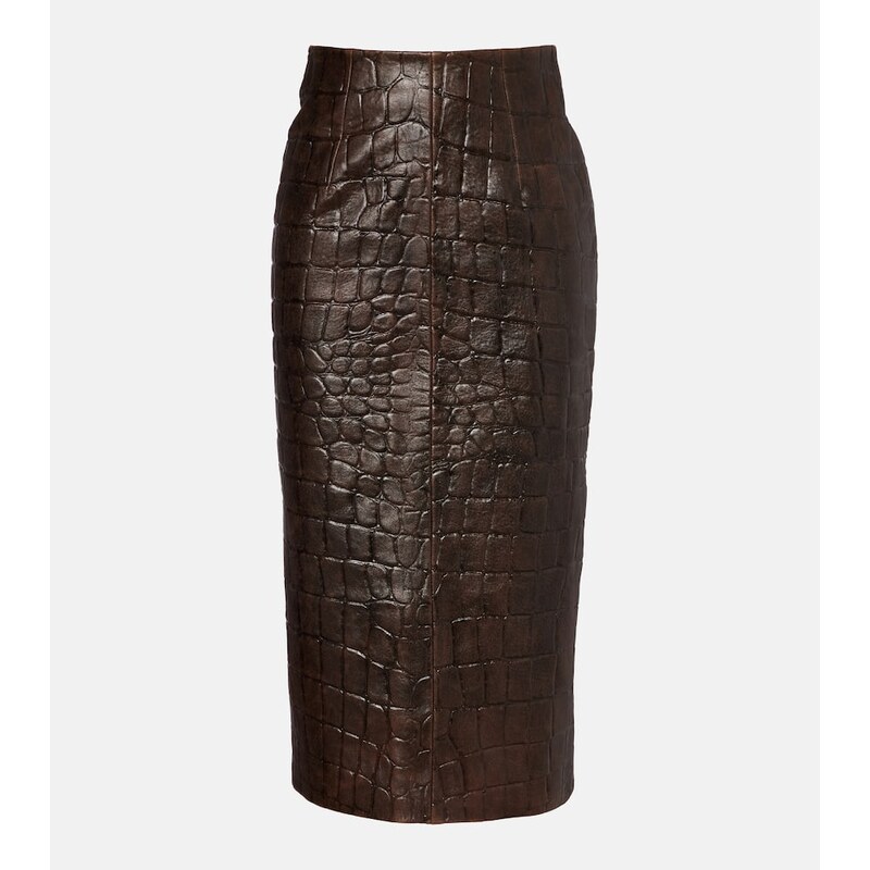 Emilia Wickstead Loretta croc-effect leather pencil skirt