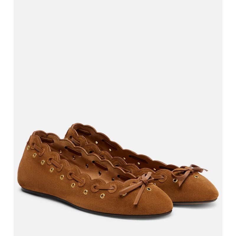 Isabel Marant Balfy bow-detail suede ballet flats