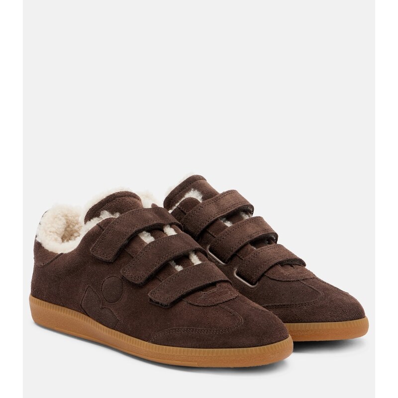 Isabel Marant Beth shearling-trimmed suede sneakers