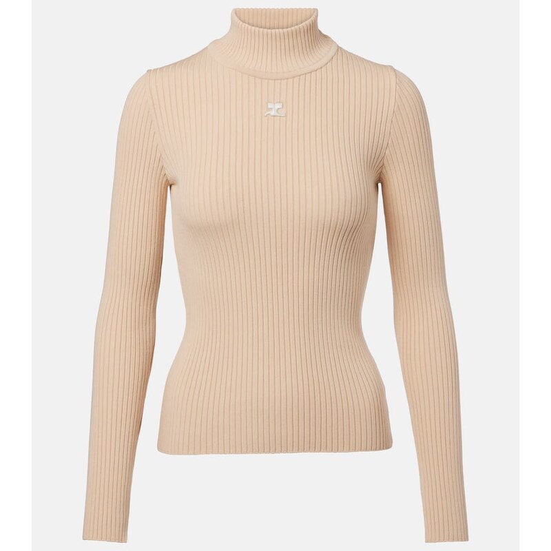 Courrèges Reedition ribbed-knit mockneck sweater