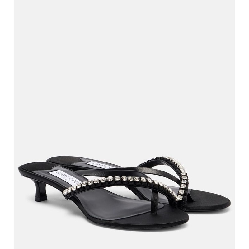 Jimmy Choo Dila 35 leather and satin thong sandals