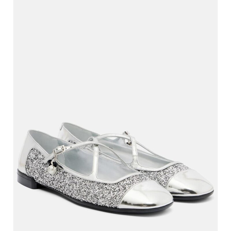 Jimmy Choo Eleri glitter leather ballet flats