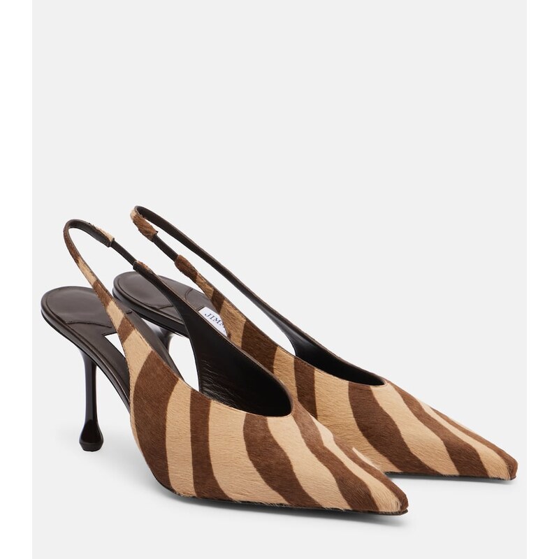 Jimmy Choo Isa 80 calf hair slingback pumps