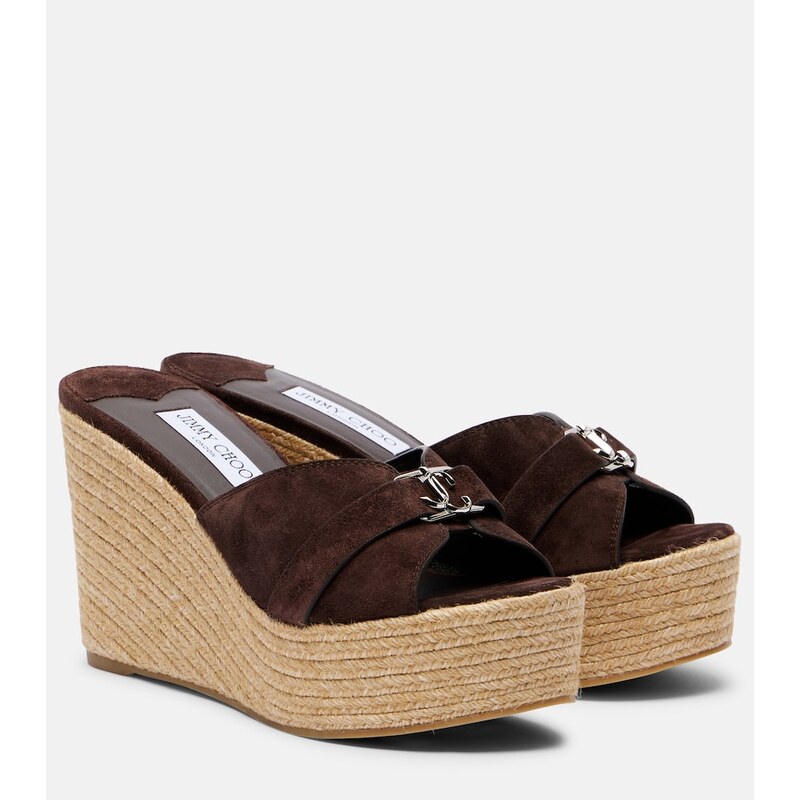 Jimmy Choo Leda 100 suede espadrille wedges
