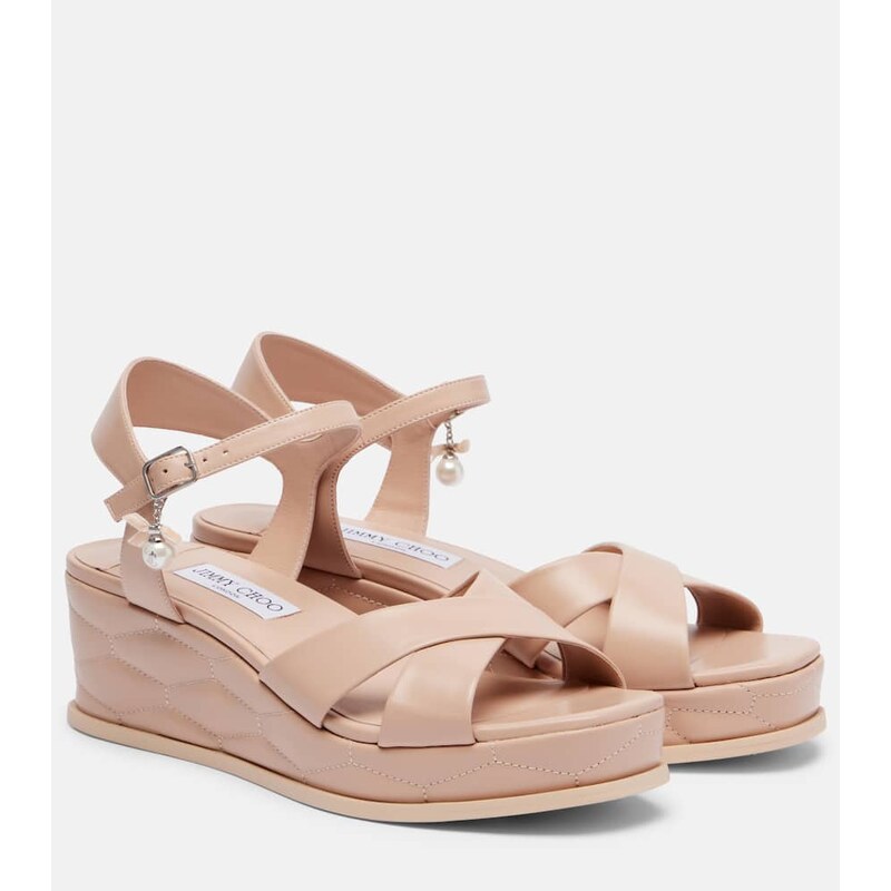 Jimmy Choo Astra 60 leather wedge sandals
