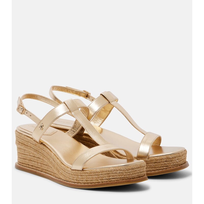 Jimmy Choo Theia 60 metallic leather espadrille wedges