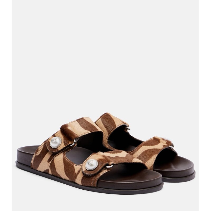 Jimmy Choo Fayence zebra-print shearling slides
