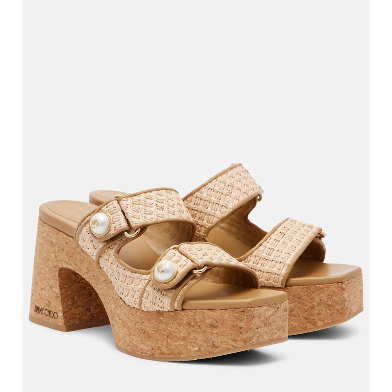 Jimmy Choo Fayence 95 leather wedge sandals