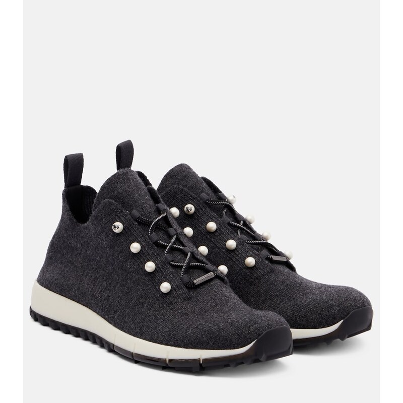 Jimmy Choo Veles embellished cashmere sneakers