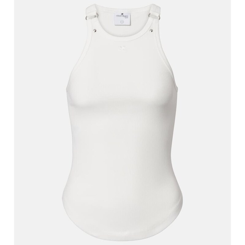 Courrèges Buckle 90s ribbed-knit cotton tank top