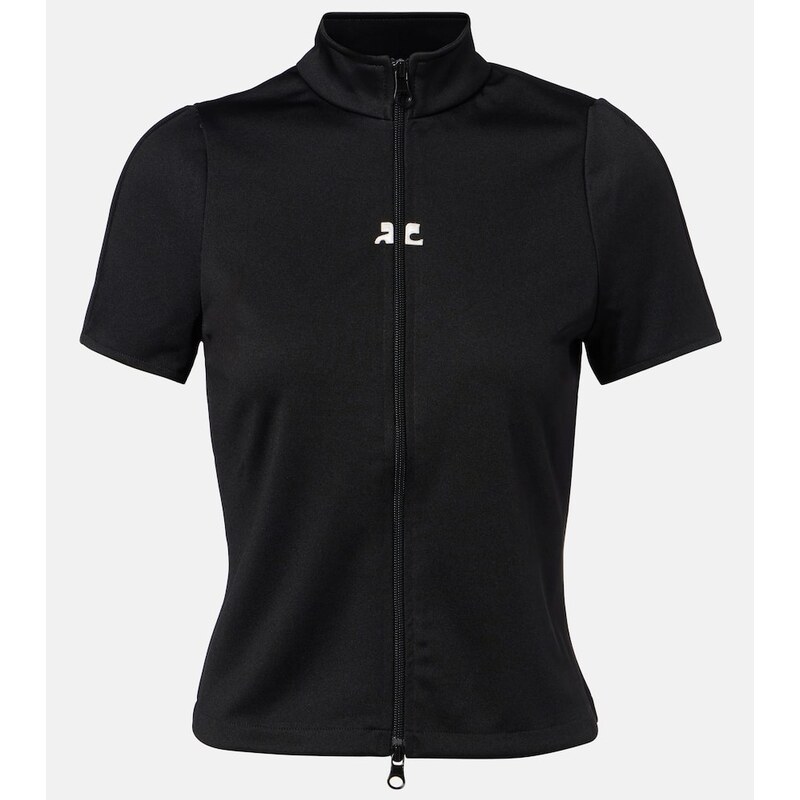 Courrèges Interlock logo zip-up jersey top