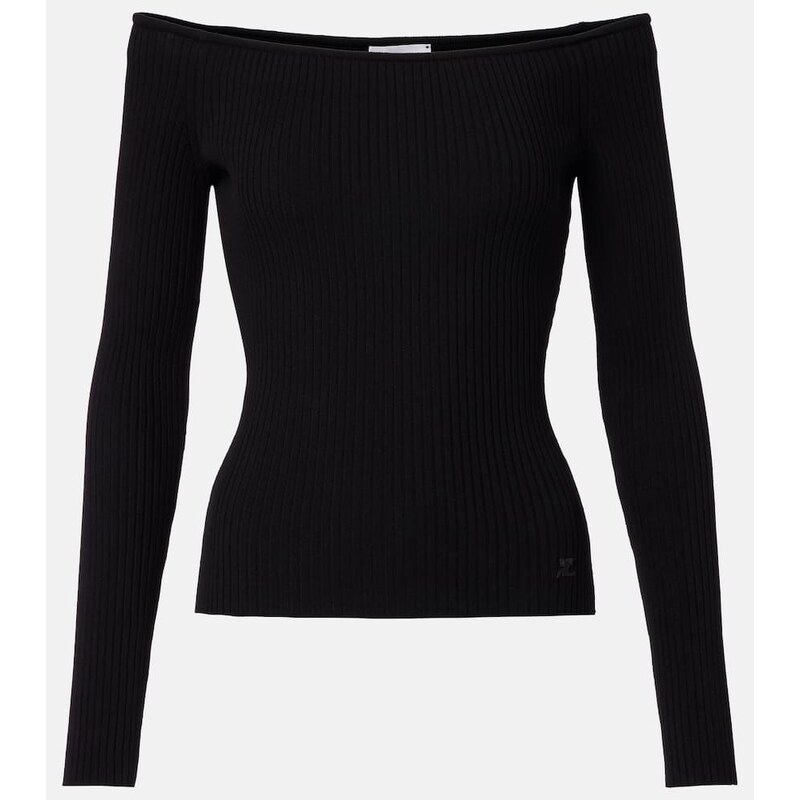 Courrèges Off-shoulder ribbed-knit top