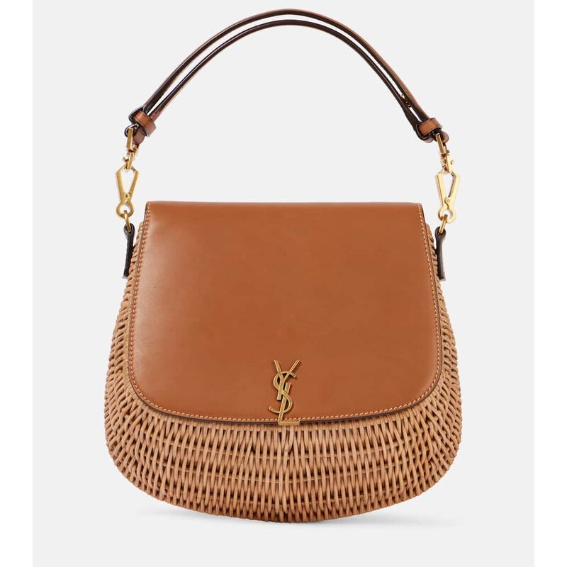 Saint Laurent Voltaire leather and wicker tote bag