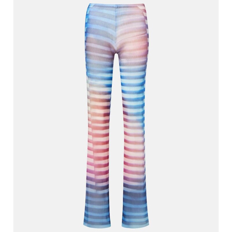 Jean Paul Gaultier Printed striped mesh flared pants