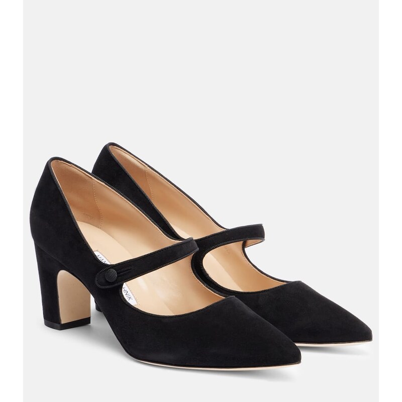 Manolo Blahnik Campariba suede Mary Jane pumps