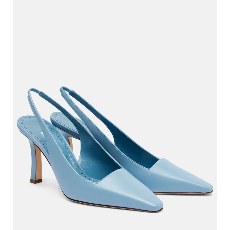 Manolo Blahnik Moirasli leather slingback pumps