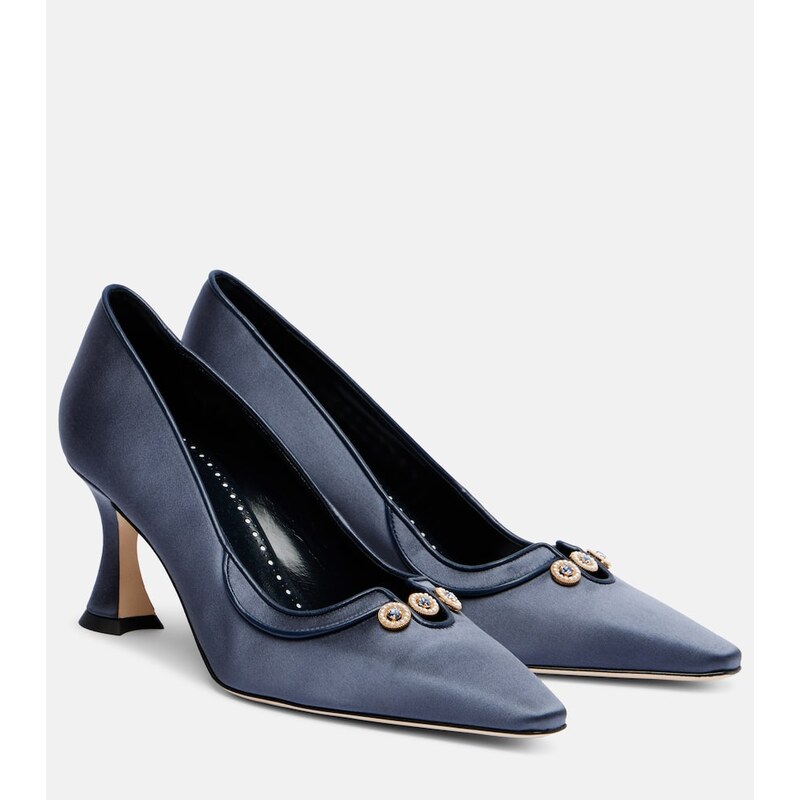Manolo Blahnik Amala 70 embellished satin pumps