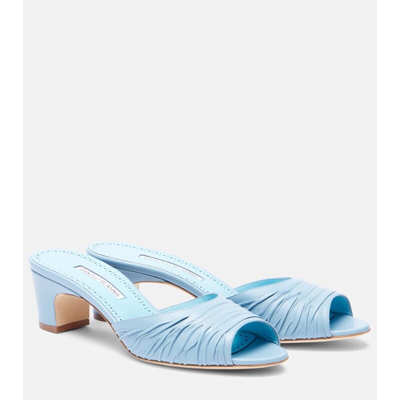 Manolo Blahnik Piruabar gathered leather mules