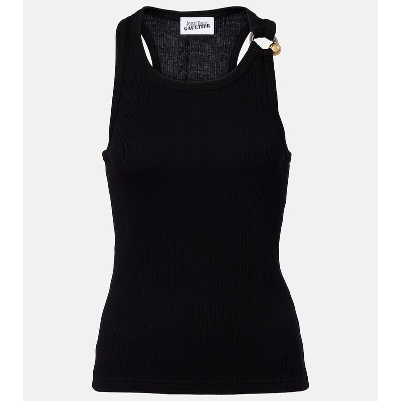 Jean Paul Gaultier Piercing cotton jersey tank top