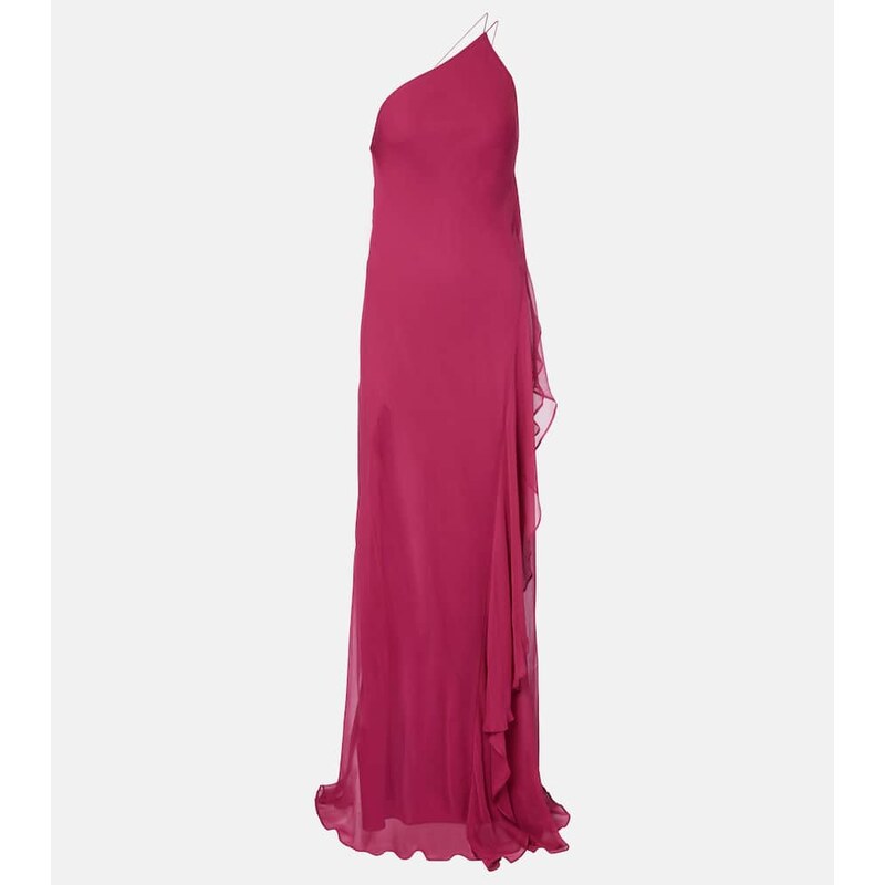 The Sei One-shoulder ruffled silk gown