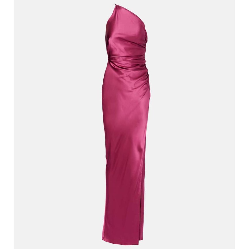The Sei Asymmetric gathered silk satin gown