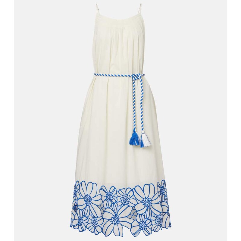 Velvet Juliette embroidered cotton midi dress