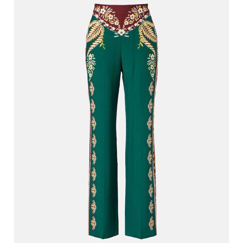Etro Printed silk wide-leg pants