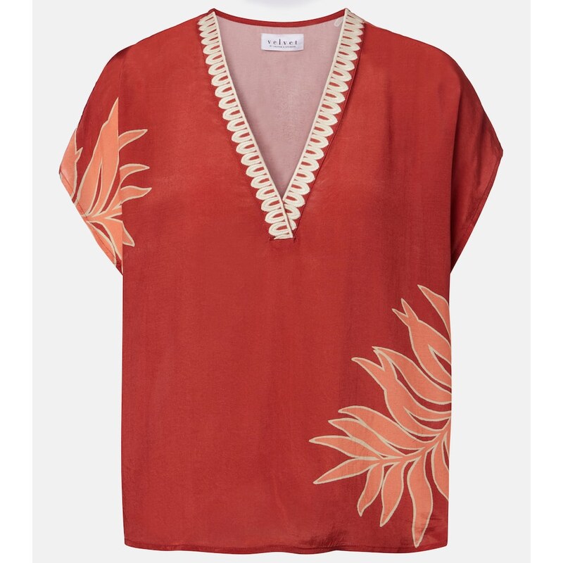 Velvet Naomi embroidered printed top