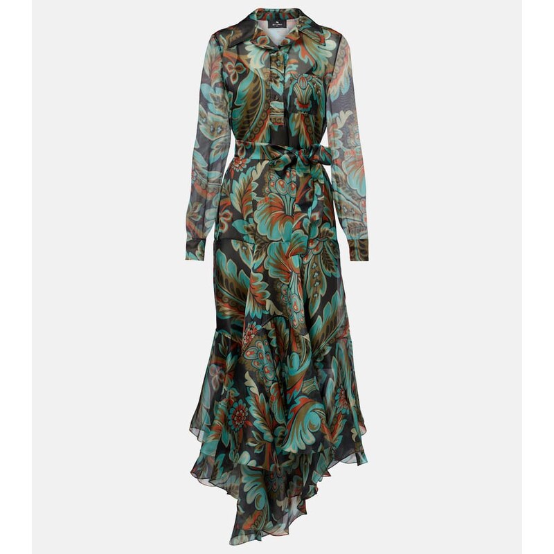 Etro Paisley fringed silk gown