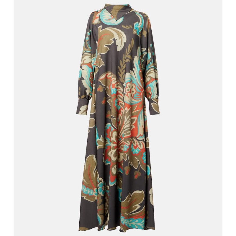 Etro Printed asymmetric maxi dress