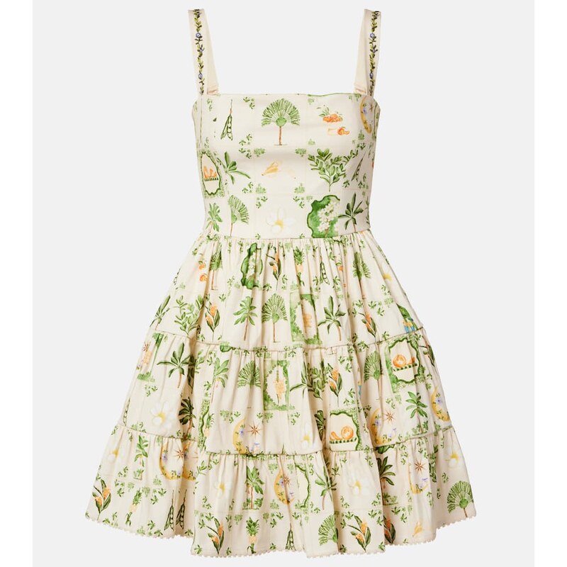 Agua by Agua Bendita Lima floral cotton-blend minidress