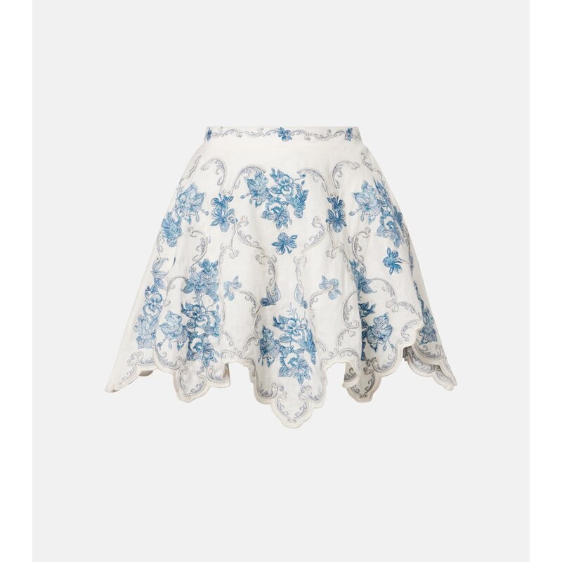 Agua by Agua Bendita Retrato embroidered linen miniskirt