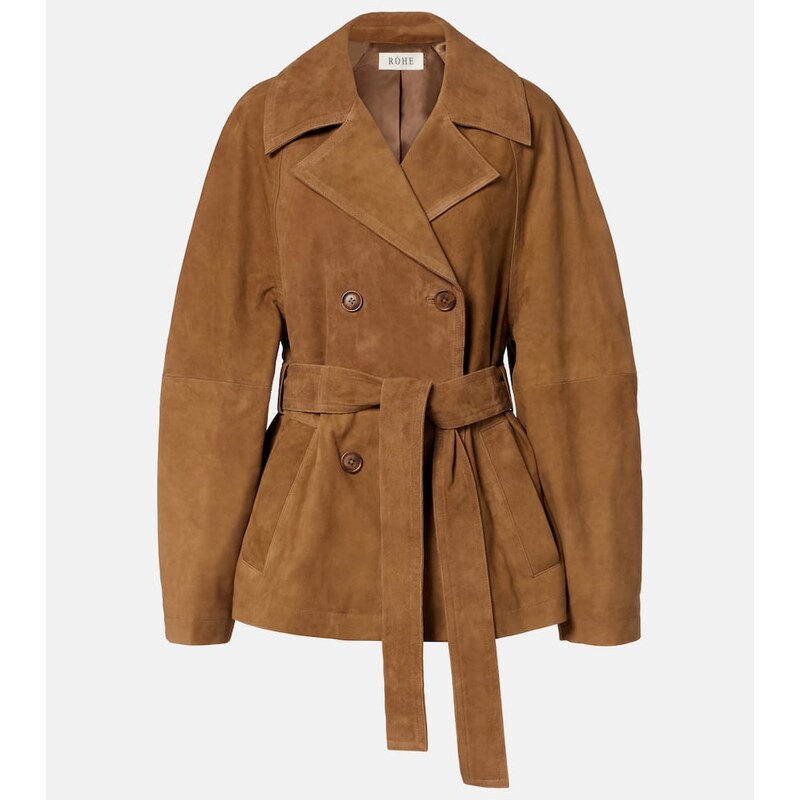 Dámská kožená bunda Róhe Belted suede jacket v barvě bežné